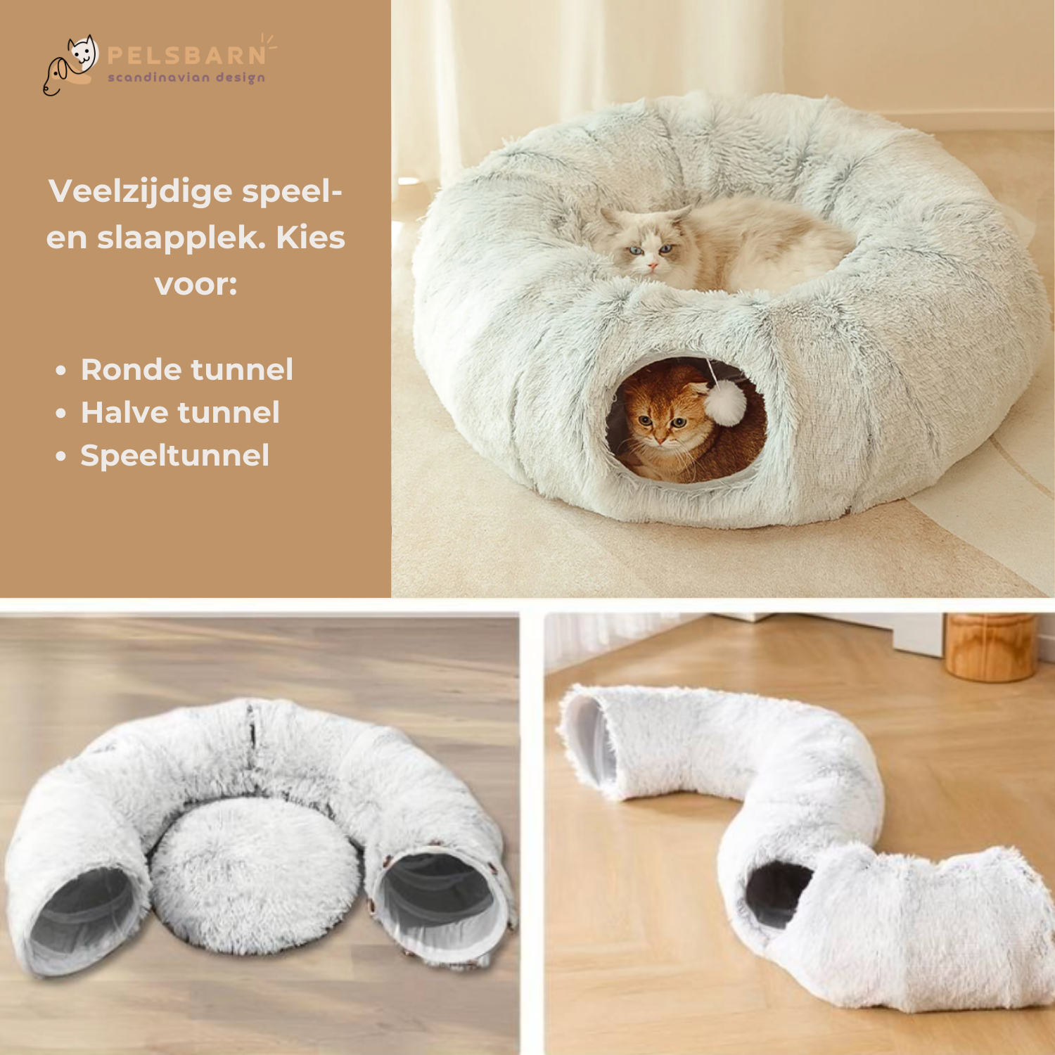 2-in-1 Kattentunnel & Comfy Bed