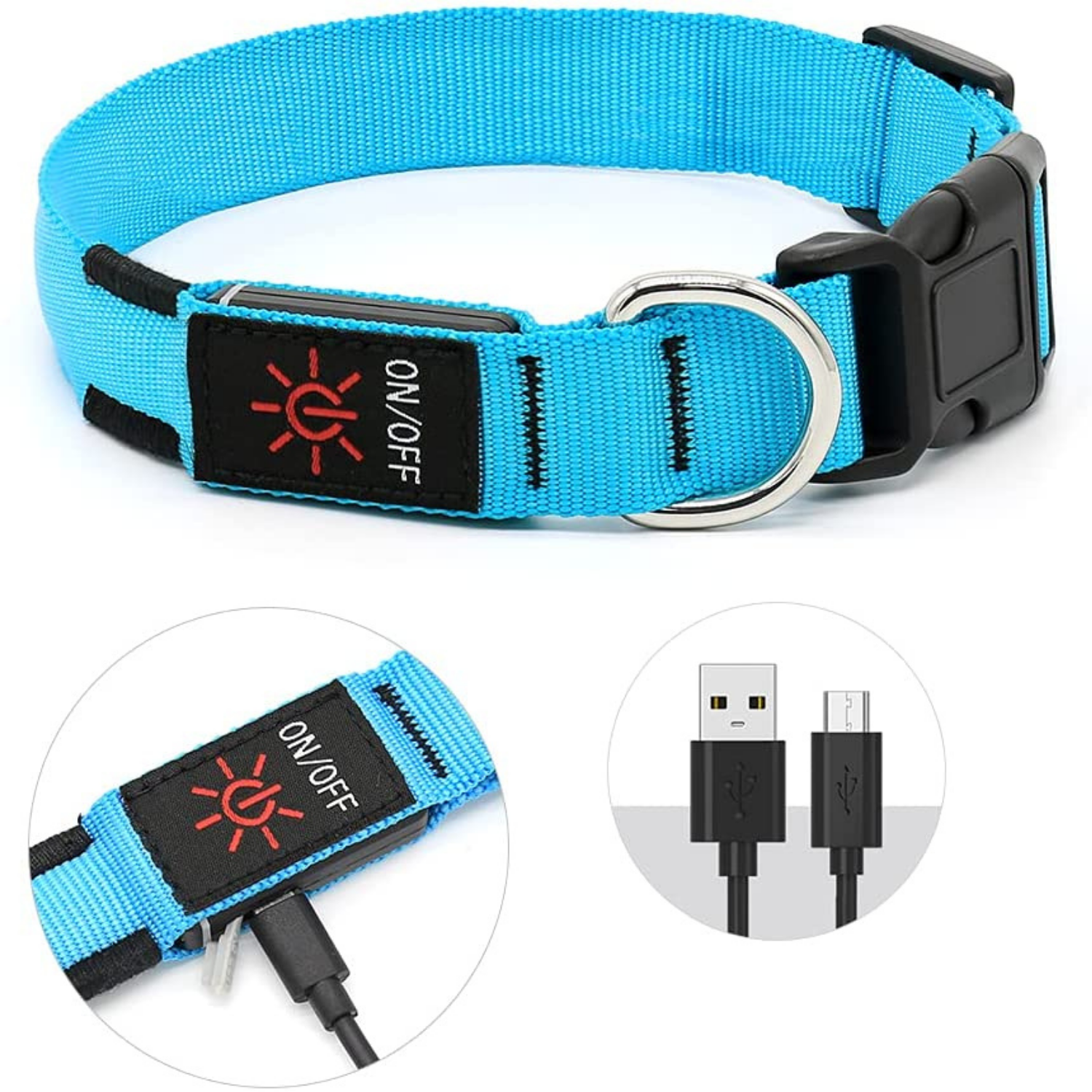 Collar with LED light for safe evening walks
